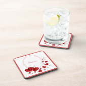 Romantic Red Hearts Elegant Romance op maat Bier Onderzetter (Rechterzijde)