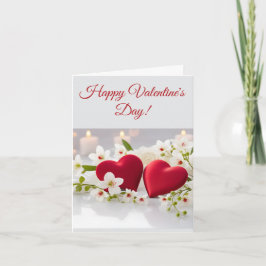 Romantic Red Hearts & Flowers Valentine’s Card Feestdagen Kaart