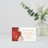 Romantic Red Hearts Gold Ribbons Visitekaartje (Staand voorkant)