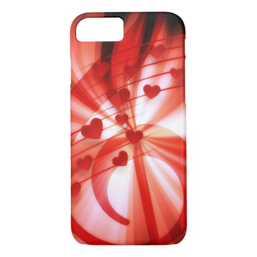 Romantic Red Hearts Music Clef Opmerking Abstract Case-Mate iPhone Case (Achterkant)