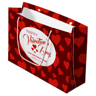 ROMANTIC RED HEARTS PATTERN VAN HAPPY VALENTINE GROOT CADEAUZAKJE