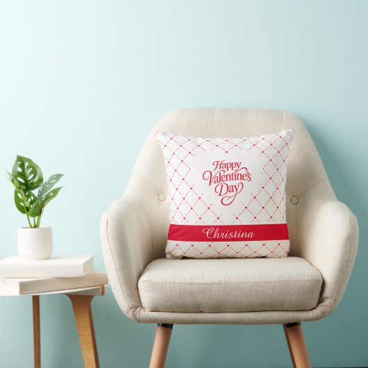Romantic Red Hearts Personalized Valentine Kussen (Stoel)