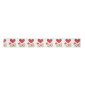 Romantic Red Hearts Pink Roses  Satijnen Lint (Voorkant)