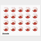 Romantic Red Hearts & Ribbon Dank u personaliseren Ronde Sticker (Vel)