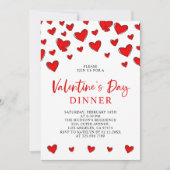 Romantic Red Hearts Valentijnsdag Dinner Kaart (Voorkant)
