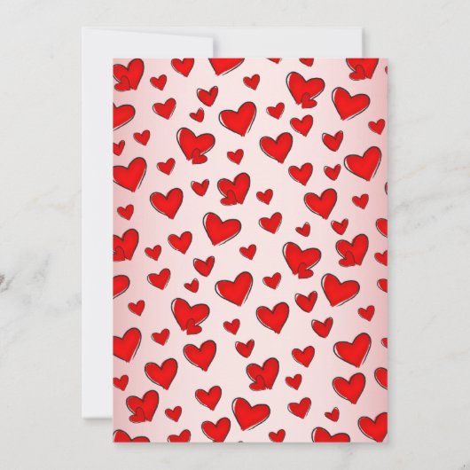 Romantic Red Hearts Valentijnsdag Dinner Kaart (Achterkant)