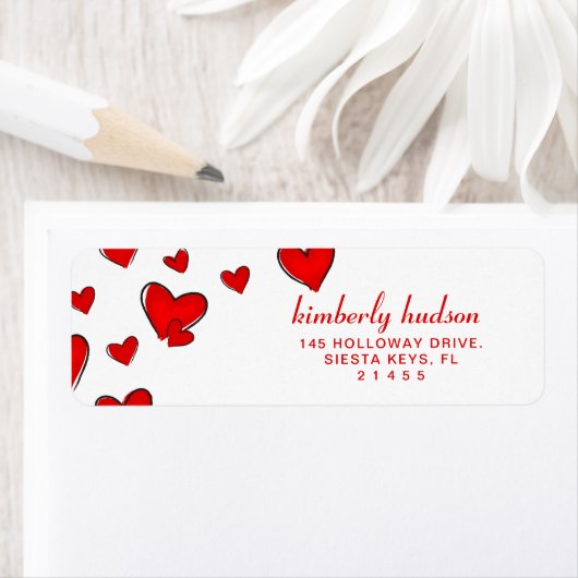 Romantic Red Hearts Valentijnsdag Etiket (Insitu)