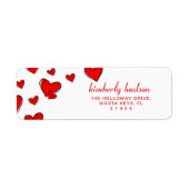 Romantic Red Hearts Valentijnsdag Etiket (Voorkant)