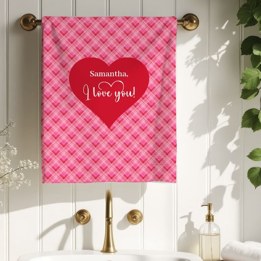 Romantic Red Hearts Valentine Bath Towel Boyfriend Bad Handdoek