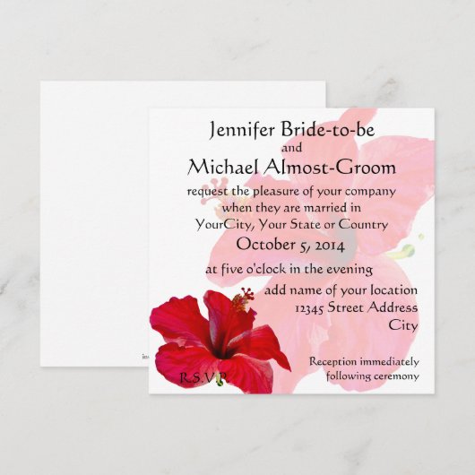 Romantic Red Hibiscus Kaart (Voorkant / Achterkant)