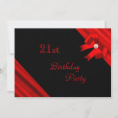 Romantic Red Jeweled Bow 21st Birthday Kaart (Voorkant)