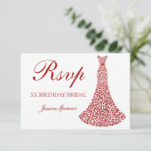 Romantic Red Love Heart Bridal Birthday RSVP (Staand voorkant)