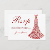 Romantic Red Love Heart Bridal Birthday RSVP (Voorkant / Achterkant)