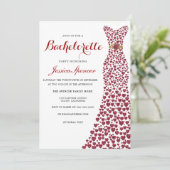 Romantic Red Love Heart Dress Bachelorette Party Kaart (Staand voorkant)