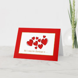 Romantic Red Love Heart Kerstmis Feestdagen Kaart