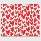 Romantic Red Love Hearts Pattern Valentijnsdag Cadeaupapier (Vlak)