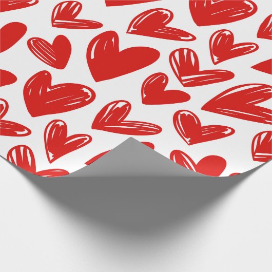 Romantic Red Love Hearts Pattern Valentijnsdag Cadeaupapier (Hoek)