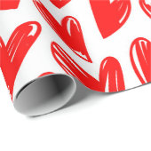 Romantic Red Love Hearts Pattern Valentijnsdag Cadeaupapier (Rol Hoek)