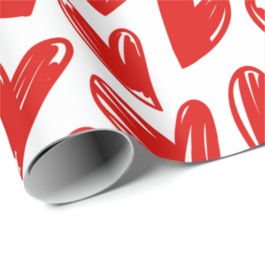 Romantic Red Love Hearts Pattern Valentijnsdag Cadeaupapier (Rol Hoek)