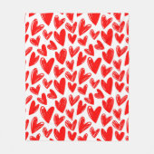 Romantic Red Love Hearts Pattern Valentijnsdag Fleece Deken (Voorkant)