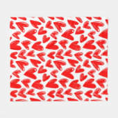 Romantic Red Love Hearts Pattern Valentijnsdag Fleece Deken (Voorkant (Horizontaal))