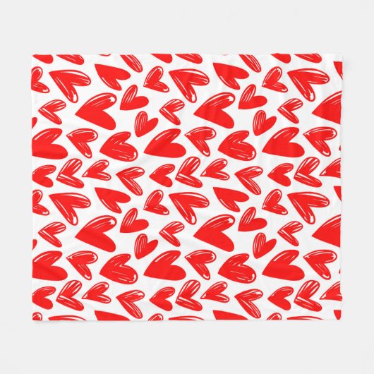 Romantic Red Love Hearts Pattern Valentijnsdag Fleece Deken (Voorkant (Horizontaal))