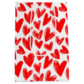 Romantic Red Love Hearts Pattern Valentijnsdag Medium Cadeauzakje (Achterkant)