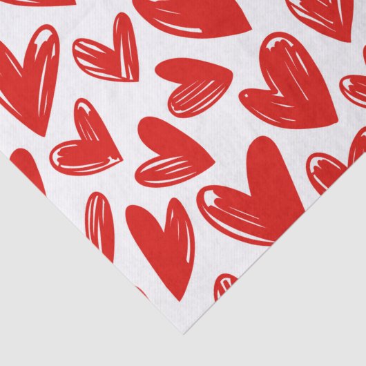 Romantic Red Love Hearts Pattern Valentijnsdag Tissuepapier (Detail)