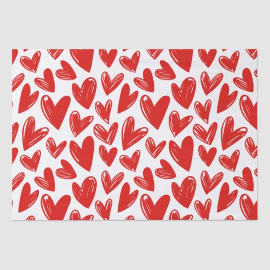Romantic Red Love Hearts Pattern Valentijnsdag Tissuepapier (Voorkant)