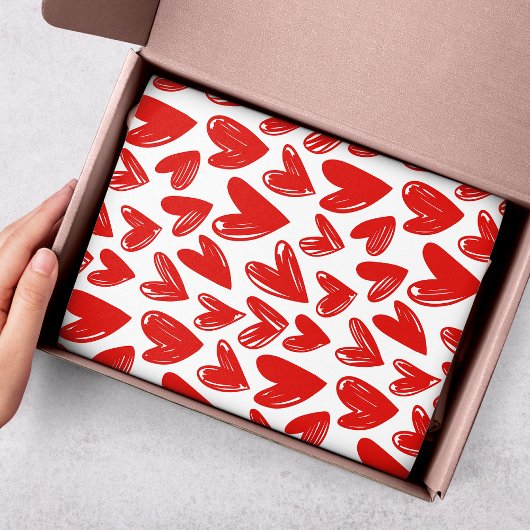Romantic Red Love Hearts Pattern Valentijnsdag Tissuepapier