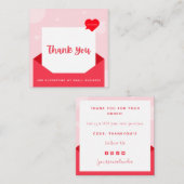 Romantic Red Love Letter Dank je bericht Modern Vierkante Visitekaartje (Voorkant / Achterkant)