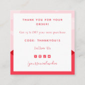 Romantic Red Love Letter Dank je bericht Modern Vierkante Visitekaartje (Achterkant)