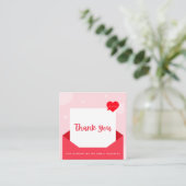 Romantic Red Love Letter Dank je bericht Modern Vierkante Visitekaartje (Staand voorkant)
