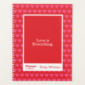 Romantic Red Minimalist Pink Heart Planner (Voorkant)