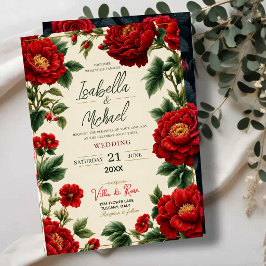 Romantic Red Peony Elegant Floral Luxury Botanical Acryl Uitnodigingen