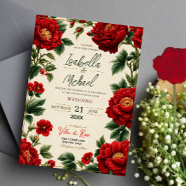Romantic Red Peony Elegant Floral Luxury Botanical Kaart