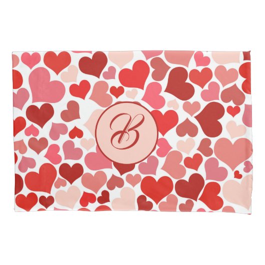 Romantic Red Pink Heart Love Valentijn Initiaal Kussensloop (Voorkant)