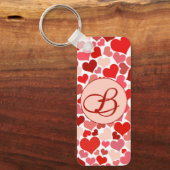 Romantic Red Pink Heart Love Valentijn Initiaal Sleutelhanger (Voorkant)