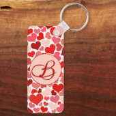 Romantic Red Pink Heart Love Valentijn Initiaal Sleutelhanger (Achterkant)