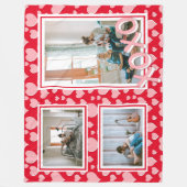Romantic Red Pink Hearts XOXO 3 Foto's Fleece Deken (Voorkant)