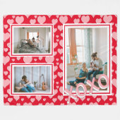 Romantic Red Pink Hearts XOXO 3 Foto's Fleece Deken (Voorkant (Horizontaal))