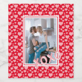 Romantic Red Pink Hearts XOXO Foto Valentijn Wijn Etiket (Enkel label)