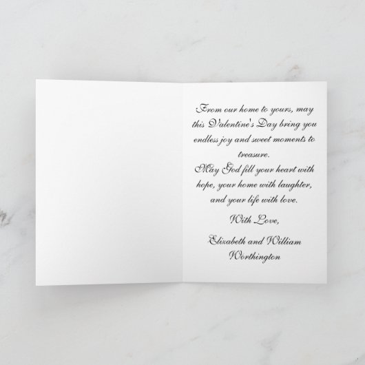 Romantic Red Pink Patchwork Ribbon Bow Drawing  Kaart (Binnen)