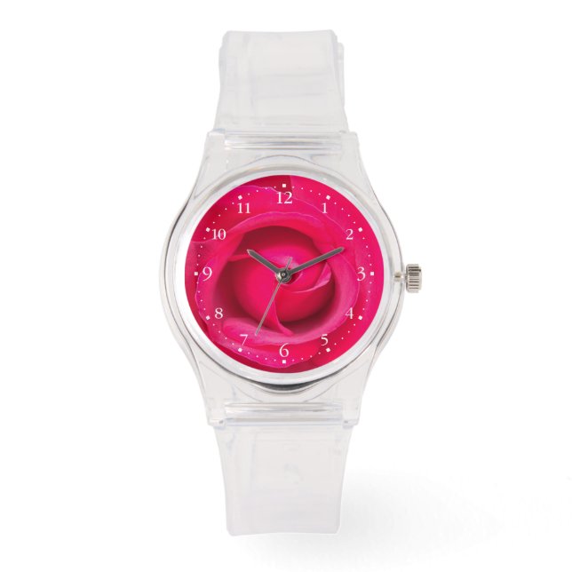 Romantic Red Pink Rose Horloge (Voorkant)