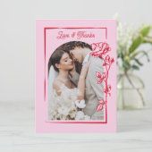 Romantic Red Pink Rose Illustration Love & Thanks Bedankkaart (Staand voorkant)