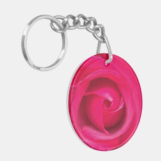 Romantic Red Pink Rose Sleutelhanger (Voorkant Links)