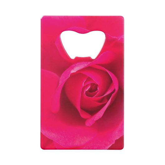 Romantic Red Pink Rose v2 Creditkaart Flessenopener (Voorkant)