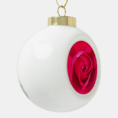 Romantic Red Pink Rose v2 Keramische Bal Ornament (Links)