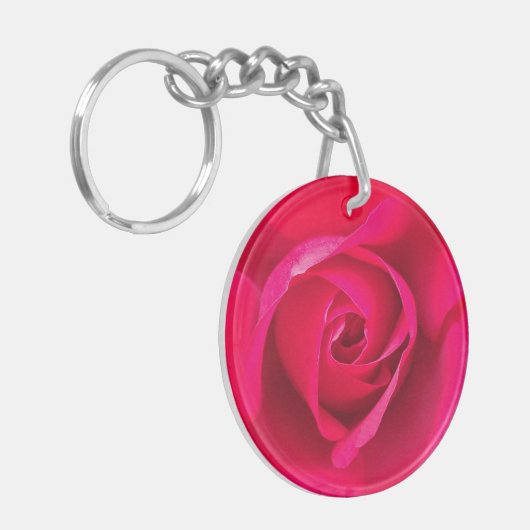 Romantic Red Pink Rose v2 Sleutelhanger (Voorkant Links)