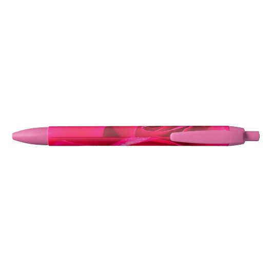 Romantic Red Pink Rose v2 Zwarte Inkt Pen (Achterkant)